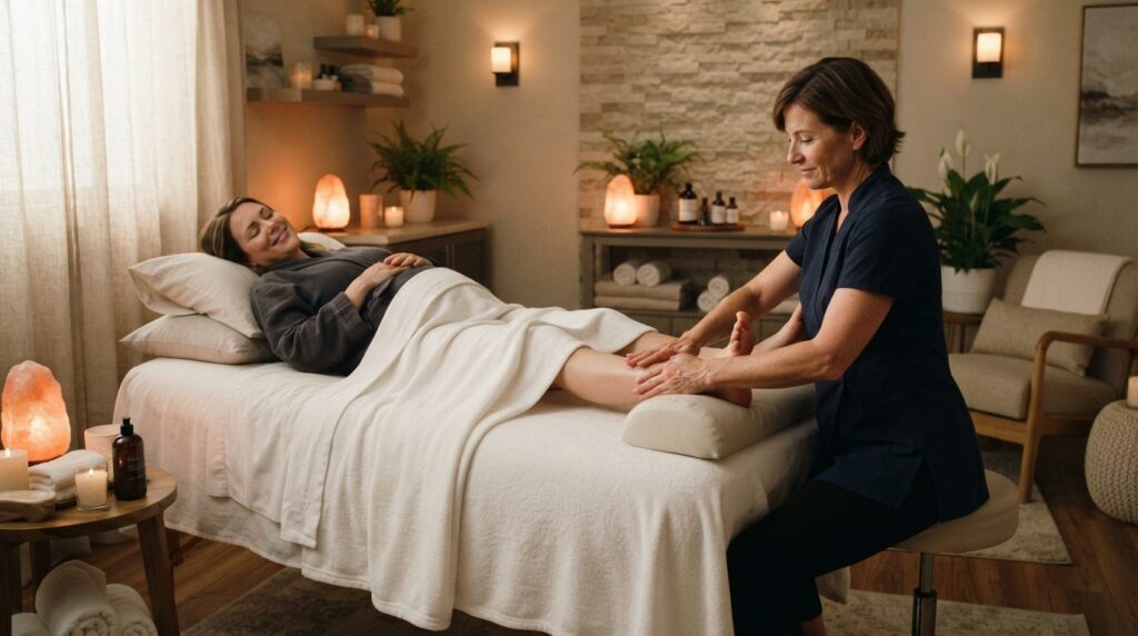 Professional spa massage photography: Experienced massage th
